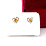 Sterling Silver November Birthstone Earrings with Open Heart Design, Little Girl Jewelry