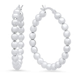 Sterling Silver Multi Bead Click Hoop Earrings