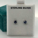 Sterling Silver 4mm Round September Birthstone Earrings