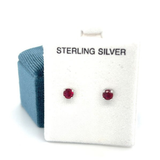 Sterling Silver 4mm Round July Birthstone Earrings