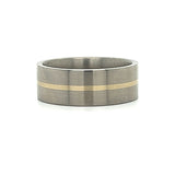 Men's 14K Yellow Gold and Titanium with Satin Finish 8mm Wedding Band Size 9.25