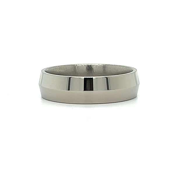 Men's 6mm Titanium Polished Beveled Edge Band Size 9.5