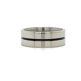 Men's 8mm Polished Titanium Wedding Band with Black Inlay Size 10.5