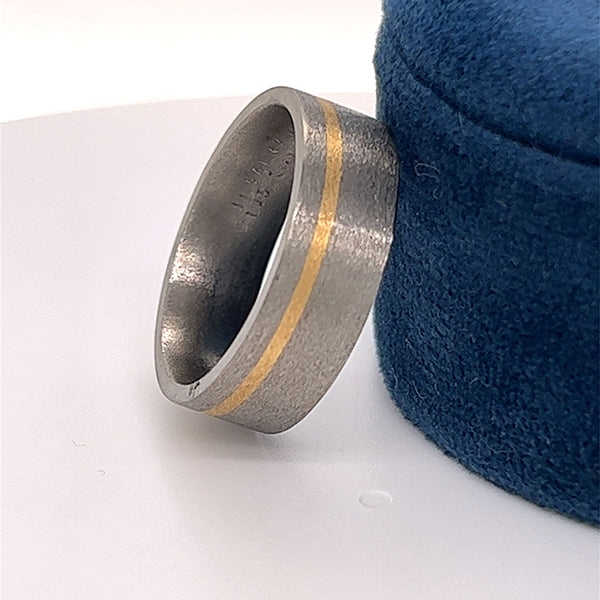 Men’s Titanium Yellow Gold Inlay 7mm Wedding Band