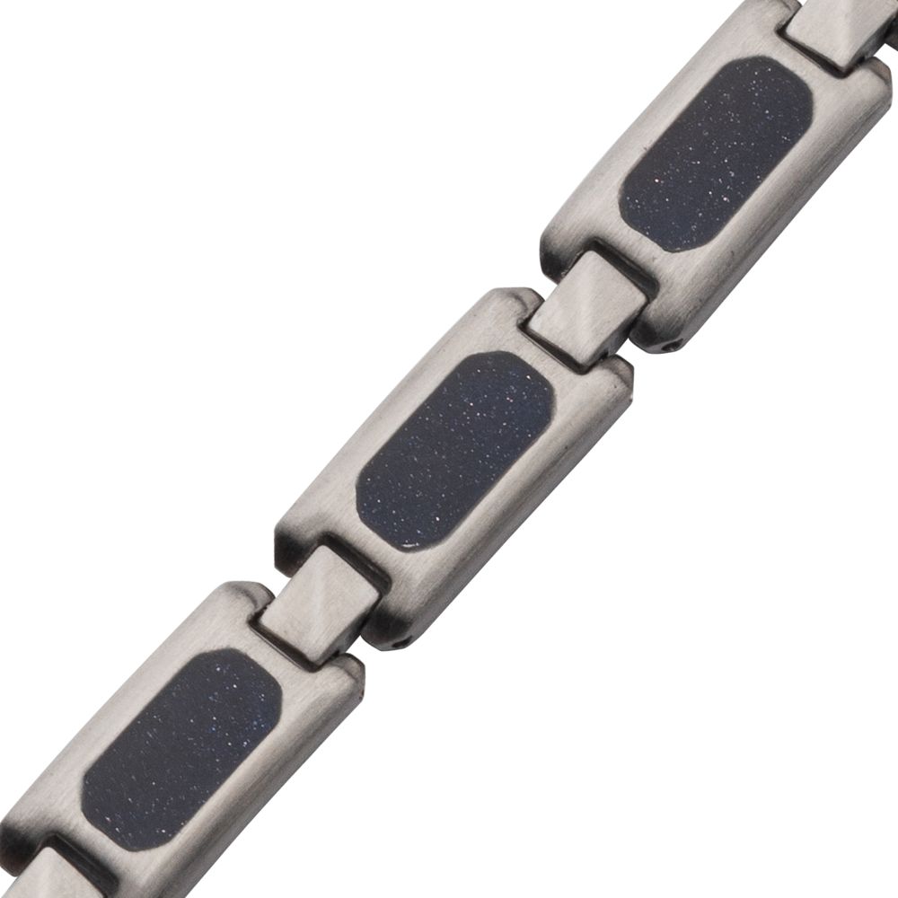 Men’s Matte Stainless Steel Blue Sand Inlay Bracelet – 8.25–8.75"