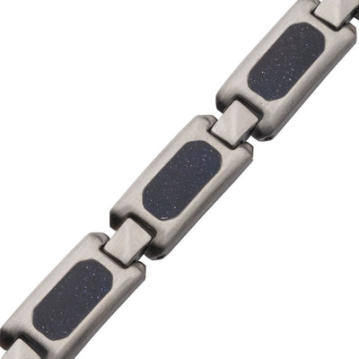 Men’s Matte Stainless Steel Blue Sand Inlay Bracelet – 8.25–8.75"