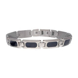 Men’s Matte Stainless Steel Blue Sand Inlay Bracelet – 8.25–8.75"