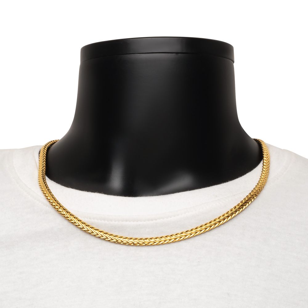 Men's 18K Gold PVD Stainless Steel Double Diamond-Cut Spiga Necklace 22"