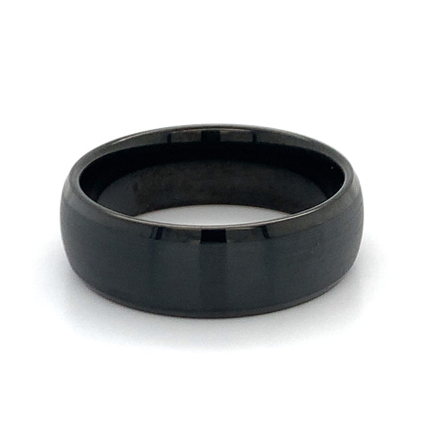 Domed Black Plated 8mm Tungsten Band with Polished Beveled Edge Size 10