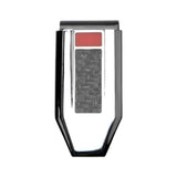 Men's Stainless Steel Polished Finish Black IP Money Clip with Red Carbon Fiber Weave Inlay
