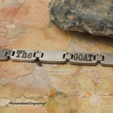 Men's Stainless Steel 9.5mm Matte Finish Gun Metal Plated Deer Antler Inlay Link Bracelet
