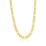 Stainless Steel Gold Plated Figaro Chain Necklace 24"