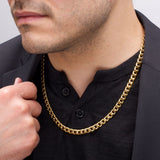 Men's 18K Gold IP Titanium 7.4mm X 20 in Curb Chain Necklace