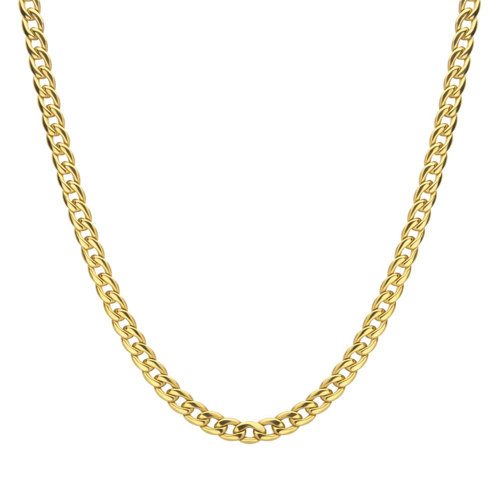 Men's 18K Gold IP Titanium 7.4mm X 20 in Curb Chain Necklace