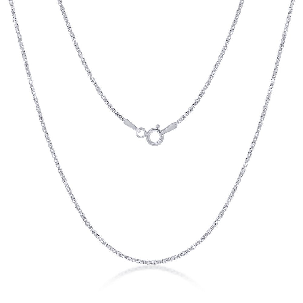 Sterling Silver Rhodium Plated 1.3mm Twisted Box Chain 20"