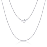 Sterling Silver Rhodium Plated 1.3mm Twisted Box Chain 20"