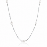 Sterling Silver Freshwater Pearl and Bead Station Necklace 16+2"