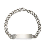 Silver Tone ID Bracelet with Cut-Out Cross Plaque