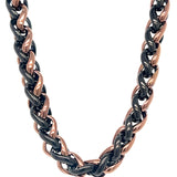 Men's Inox Stainless Steel 8mm Brown and Black Wheat Chain 24"