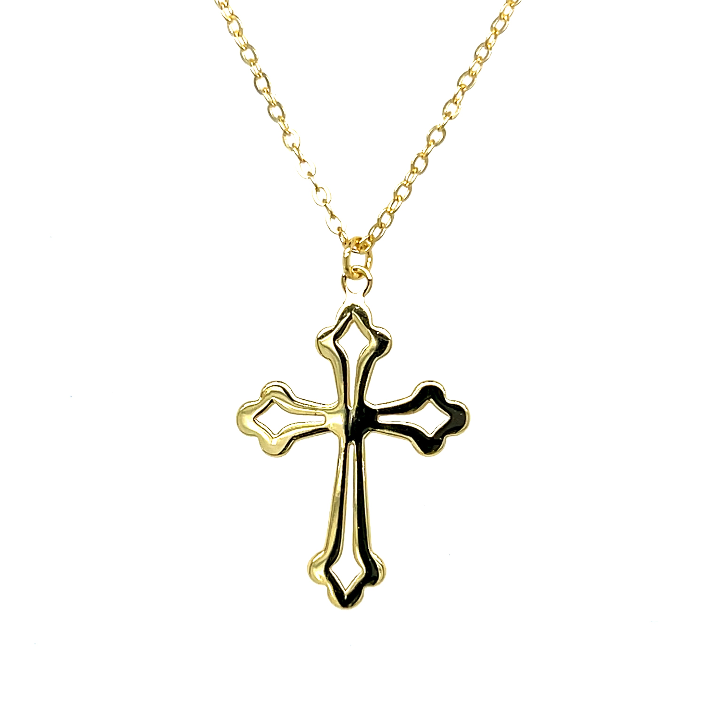 Silver Yellow Gold Plated Cross