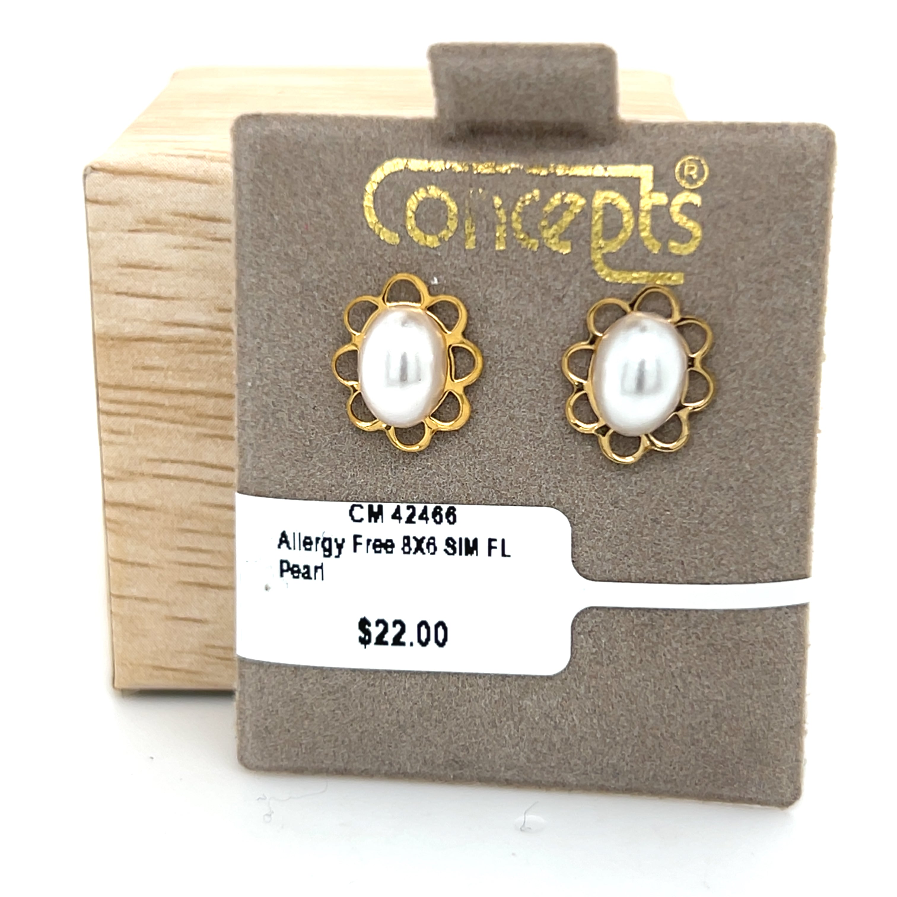 8x6mm Simulated Pearl Allergy Free Earrings