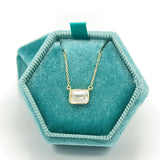 Black Friday Sterling Silver Gold Plated Rectangle Cubic Zirconia Necklace