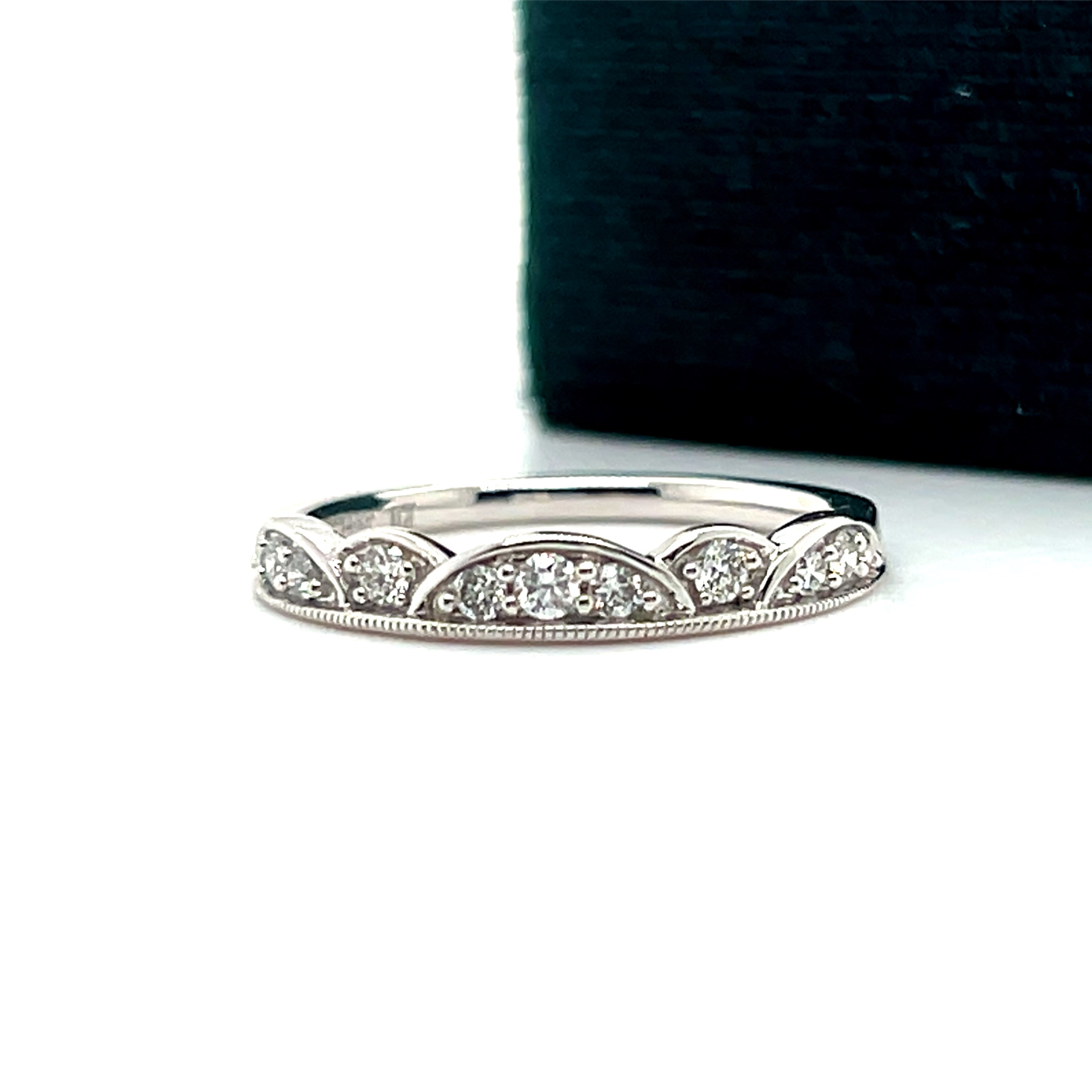 White Gold Round Diamond Crown Band Ring