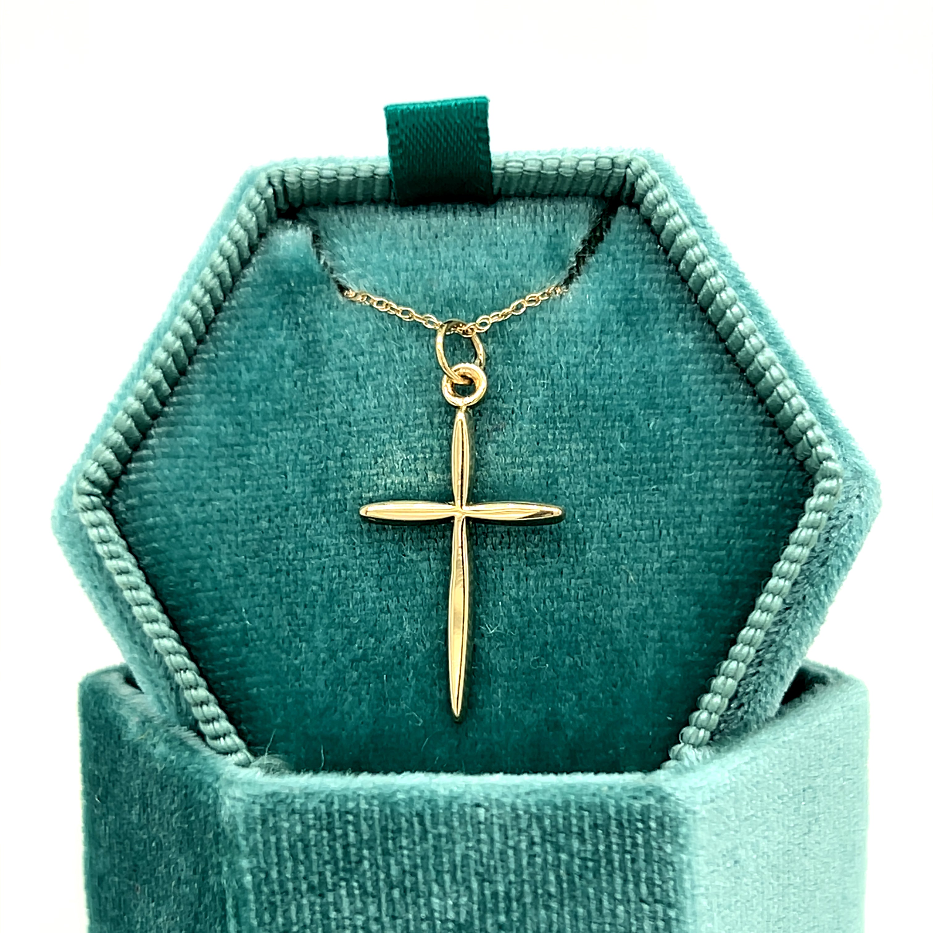 "Deborah" 14K Yellow Gold Polished & Tapered Cross 22x14mm Estate