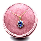 Yellow Gold Tanzanite and White Diamond Pendant