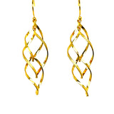Silver Yellow Gold Plated Dangling Spiral Earrings