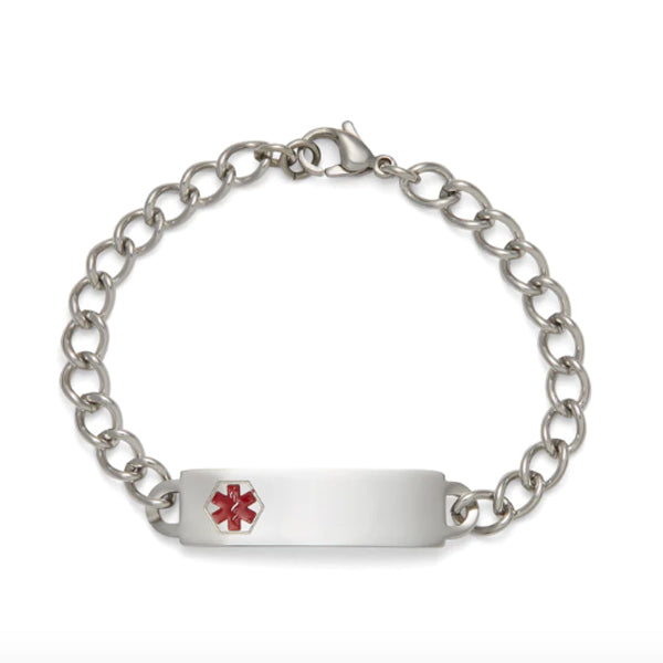Children's Stainless Steel Medilog Plaque And Bracelet