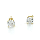 "Carlos" Sterling Silver Gold Tone 5mm Clear Cubic Zirconia Stud Earrings