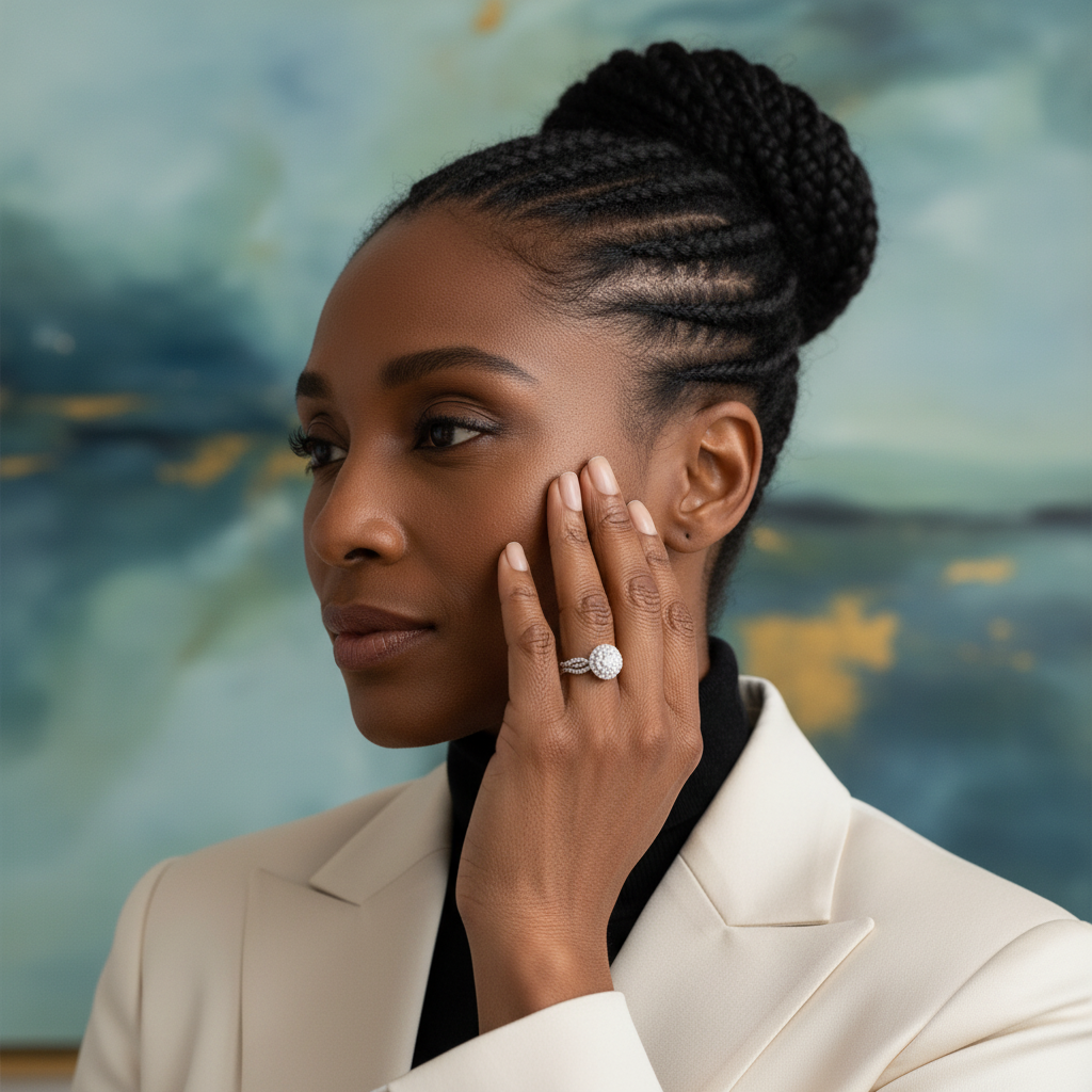 White Gold Diamond Bridal Engagement Ring Set