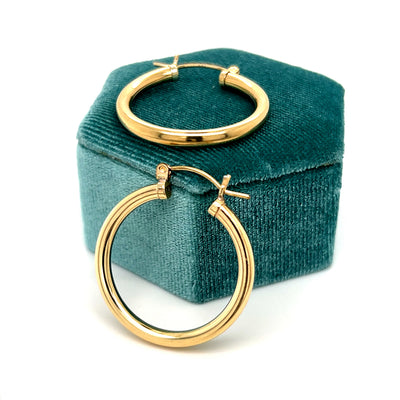 Gold Filled 3mm x 28mm Hoop Earrings