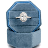 14K White Gold 1.59 Carat Total Weight Lab Grown Diamond Oval Engagement Halo Ring