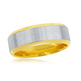Men's Stainless Steel Gold and Silver Satin Wedding Band Ring