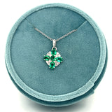 Silver Lab-Created Emerald and White Zircon Fashion Pendant