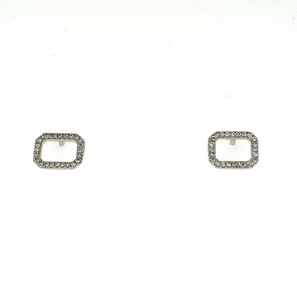 14K White Gold .10 Carat Total Weight Diamond Rectangular Shaped Earrings