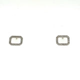 14K White Gold .10 Carat Total Weight Diamond Rectangular Shaped Earrings