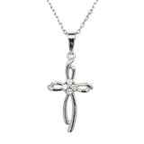 Sterling Silver Open Cross with Clear Cubic Zirconia Center