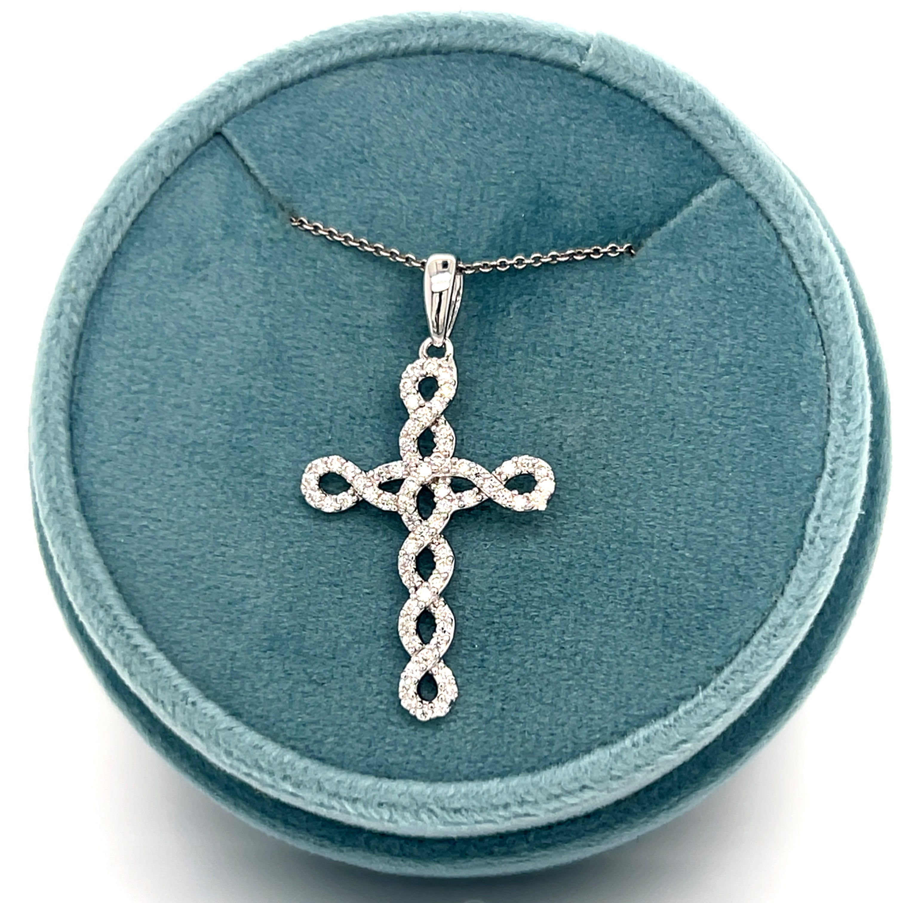 Silver Moissanite Cross Pendant Necklace