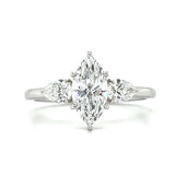14K White Gold 1.54 Carat Total Weight Marquise Lab Grown Diamond 3-Stone Ring DVR060-MQ-1.00 # NC, [IGI 601389671]