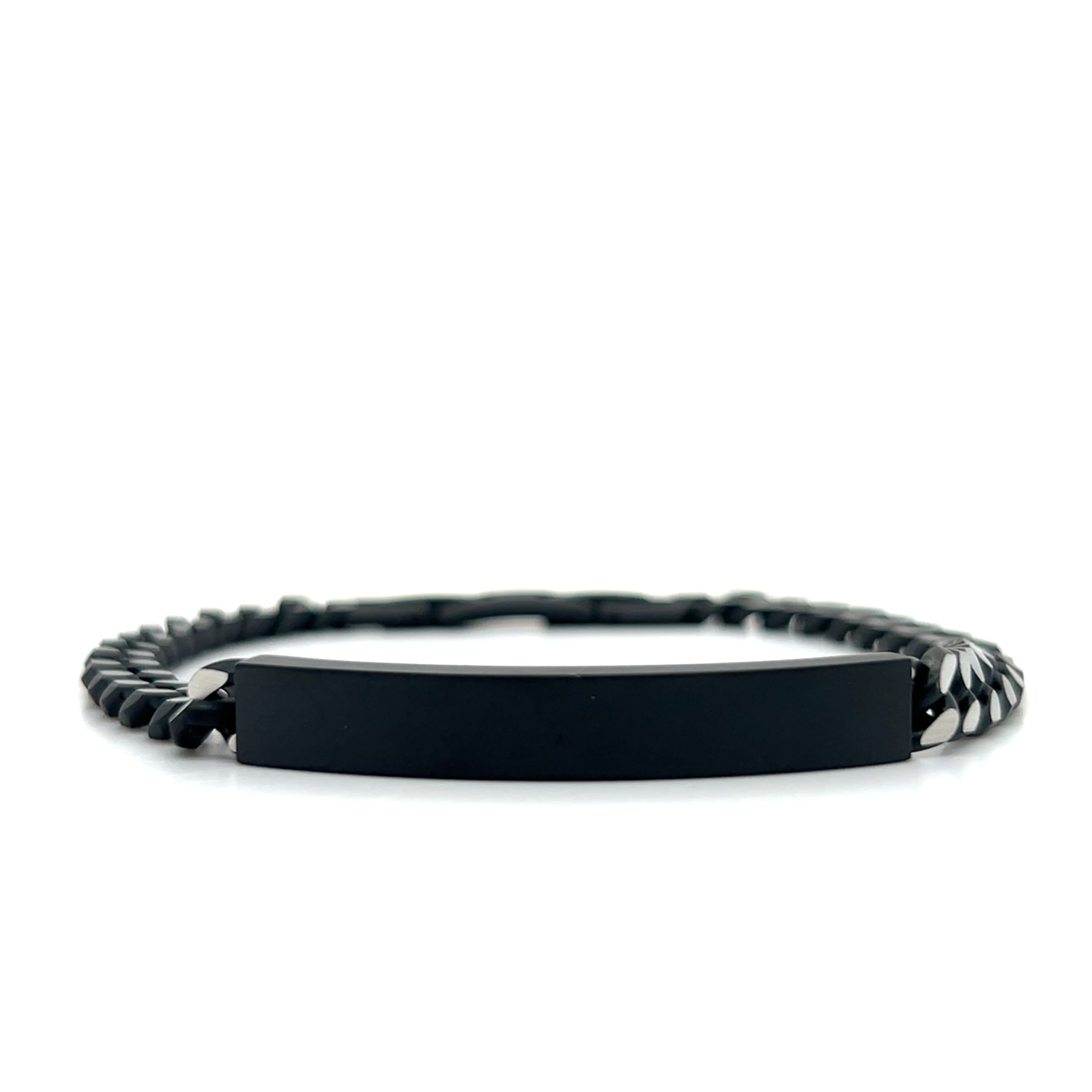 Stainless Steel Black-IP ID-Plate 7mm Curb Bracelet 8+0.5"