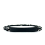 Stainless Steel Black-IP ID-Plate 7mm Curb Bracelet 8+0.5"