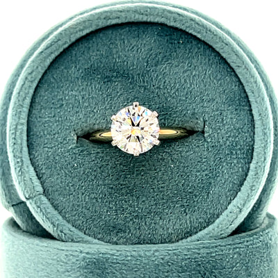 14K Yellow/White Round 6-Prong Solitaire Ring set with 2.54CT Lab Grown Round Diamond F Color, VS1 Clarity IGI Certified #630442621