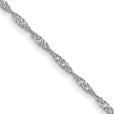 10K White Gold 1mm Singapore Chain 20"