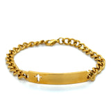 Ladies’ Gold Tone ID Bracelet with Cut Out Cross Plaque