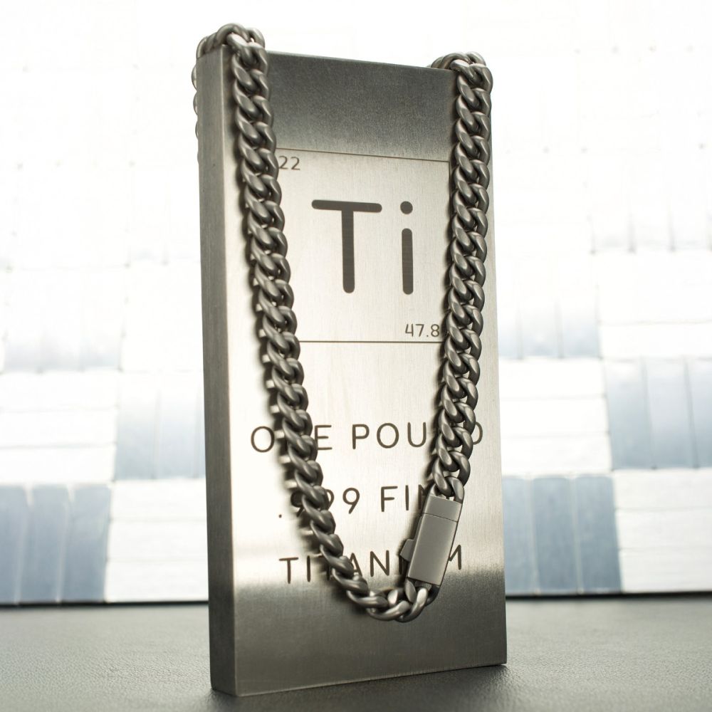 Men's Titanium Flat Clasp Miami Cuban Chain Necklace