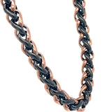 Men's Inox Stainless Steel 8mm Brown and Black Wheat Chain 24"