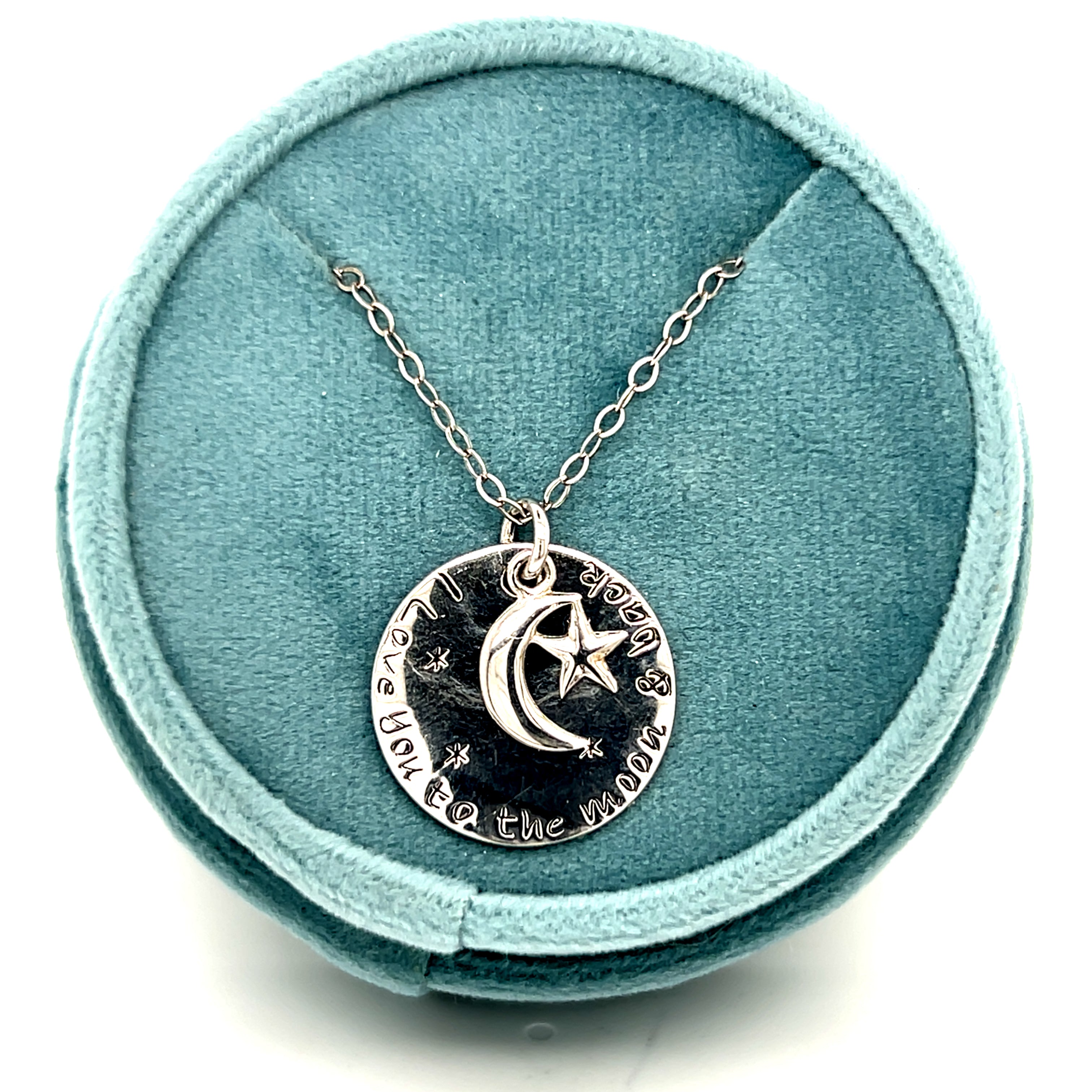 Silver I Love You to the Moon & Back Circular Pendant